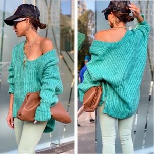 Free People Blue Bell Oversized Sweater